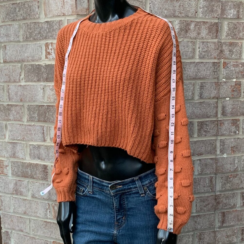 Vestique Cropped Crewneck Knit Long Sleeve Sweater Sz L - Picture 10 of 13